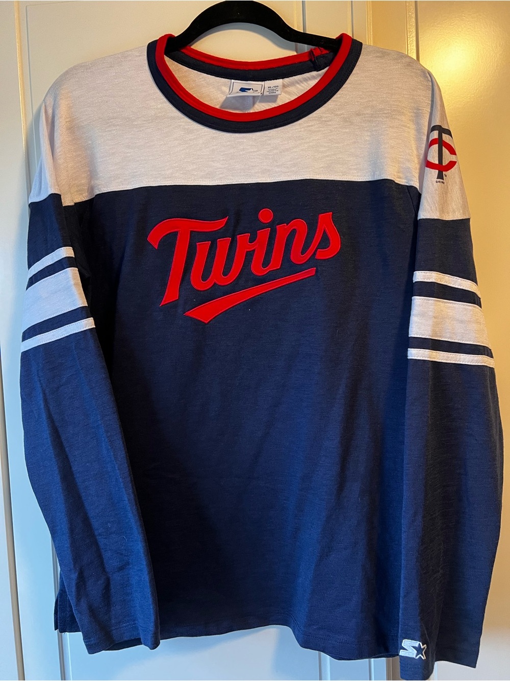 STARTER Navy, White & Red Twins Long-Sleeve Baseball Tee